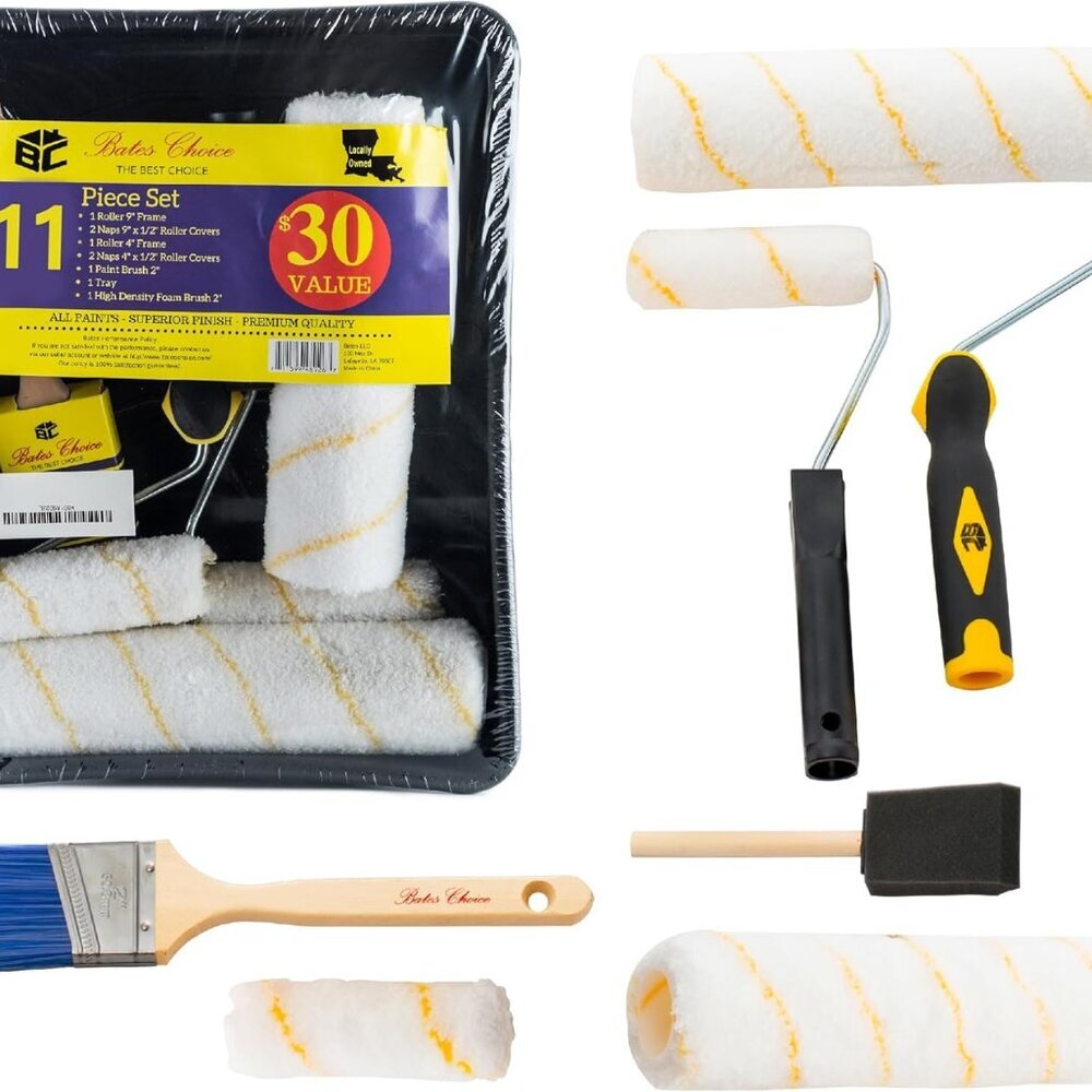 Paint Tray Set, Paint Rollers, Paint Brushes for Wall, Tray, Roller Brush, 11 Pi